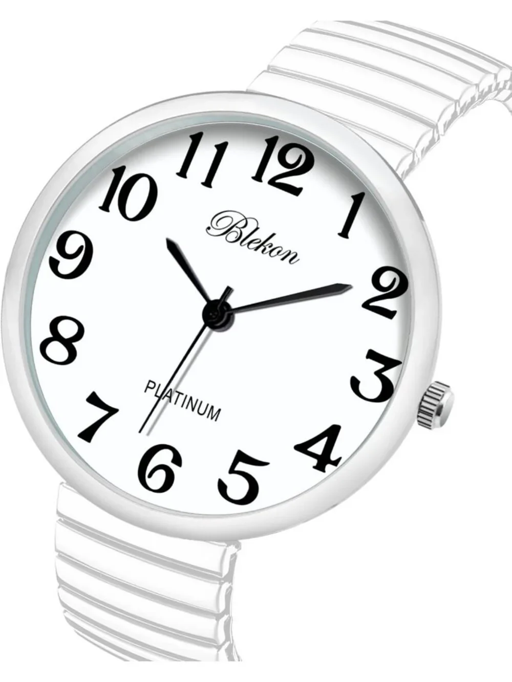 Women's White New Super Large Face Stretch Band Japanese Movement Fashion Watch